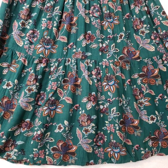 American Eagle Midi Dress Women XS Green Floral  Smocked Sleeveless Summer Flare - Picture 7 of 12